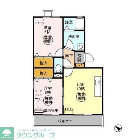 べイコート(2LDK/1階)の間取り写真