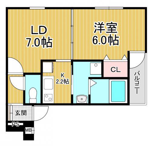 フジパレス西宮中島町2番館(1LDK/2階)の間取り写真