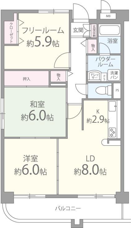 ウィステリア(3LDK/1階)の間取り写真