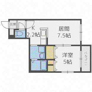 ル・ファール円山(1LDK/4階)の間取り写真