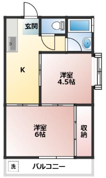 飯島マンション(2K/4階)の間取り写真