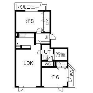 ピアコート川沿(2LDK/2階)の間取り写真