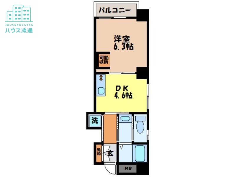 ラピニヨン浜口町(1DK/6階)の間取り写真