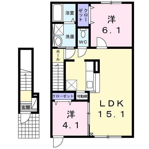 ウインドブレイク(2LDK/2階)の間取り写真