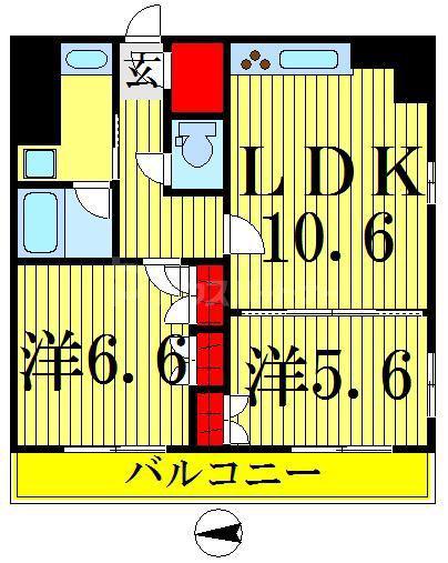 レジディア錦糸町Ⅱ(2LDK/10階)の間取り写真