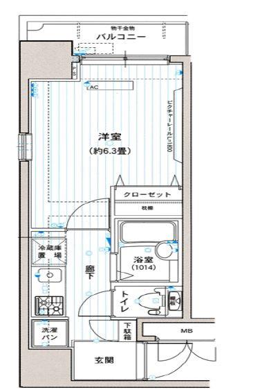 アフェクシオン日本橋人形町(1K/2階)の間取り写真