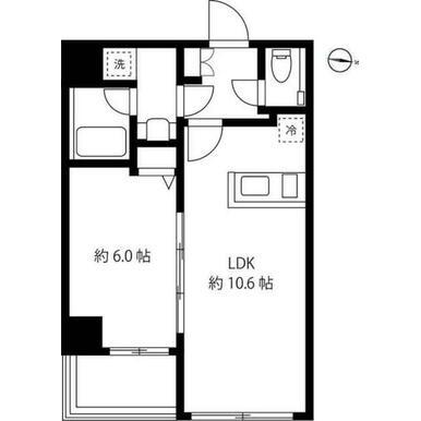 BLOOMING西麻布 ブルーミング西麻布(1LDK/6階)の間取り写真