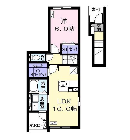 コンフォール メゾン B(1LDK/2階)の間取り写真