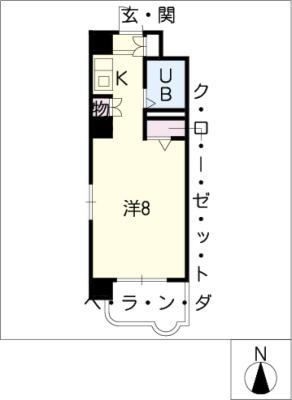 ジョイフル原南(1K/9階)の間取り写真