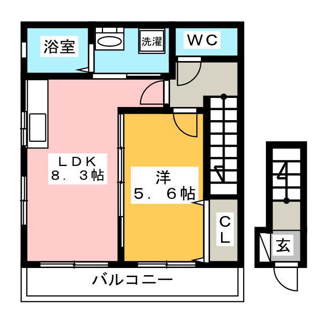 テラス赤松町(1LDK/2階)の間取り写真