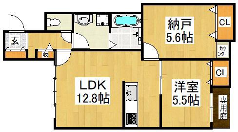 エフイー大阪狭山(1SLDK/1階)の間取り写真