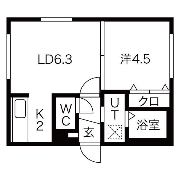 ブランノワールNORD(1LDK/1階)の間取り写真