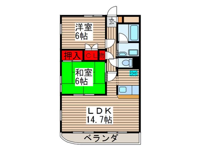 リーベン上尾(2LDK/4階)の間取り写真