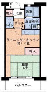 URサンラフレ鳴尾北11号棟(1DK/1階)の間取り写真