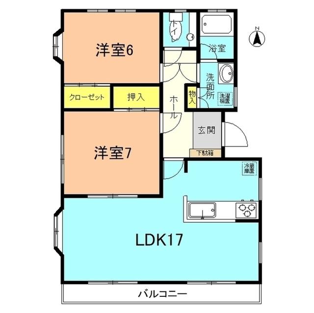 笹尾ハイツ(2LDK/2階)の間取り写真