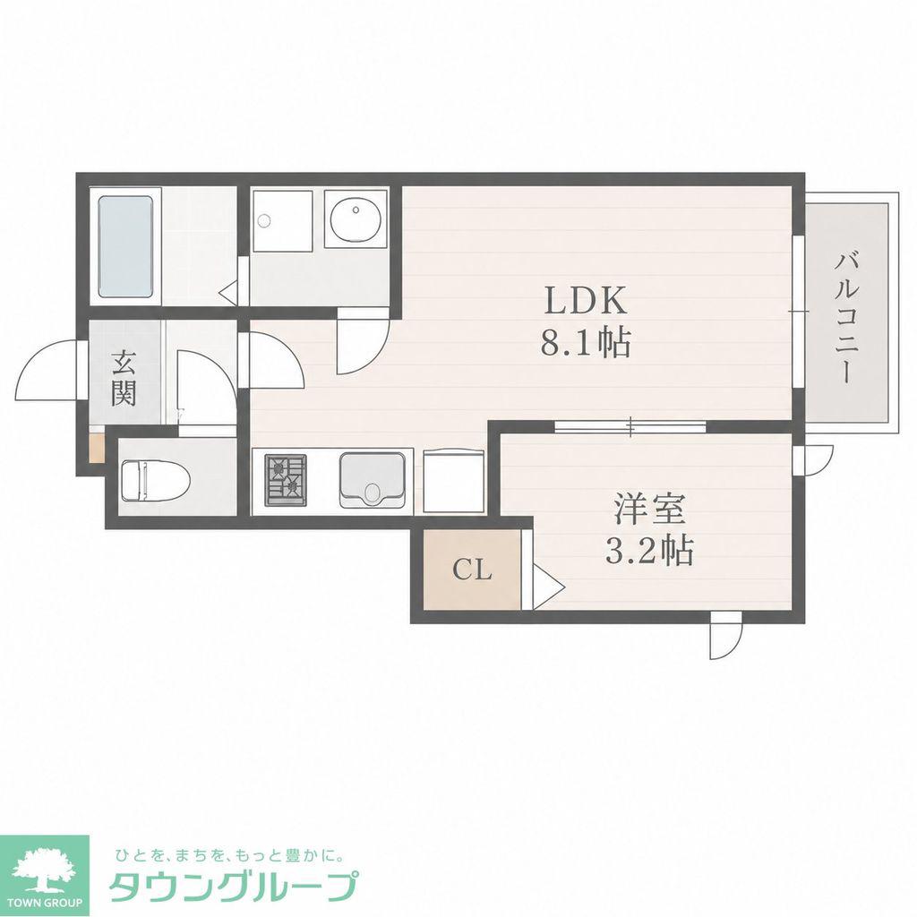 根岸町AP A棟(1LDK/1階)の間取り写真