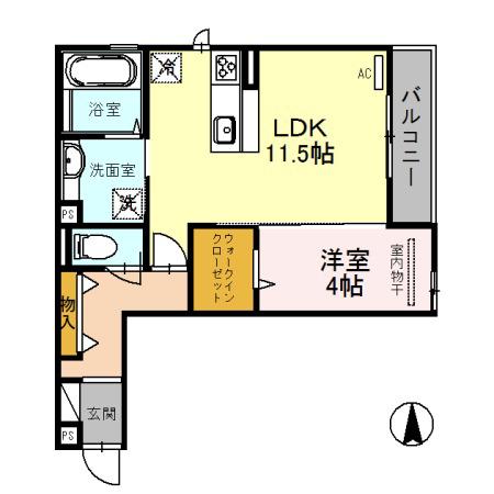 パインフローリッシュ西田辺(1LDK/3階)の間取り写真