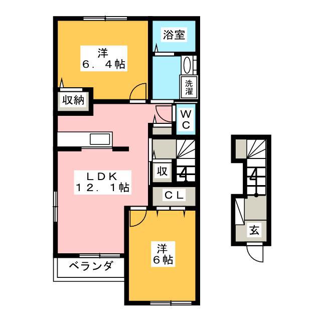 パストラルB(2LDK/2階)の間取り写真