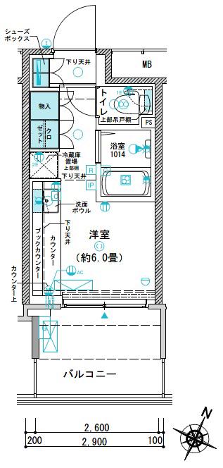 コムレジ赤羽 学生棟(ワンルーム/4階)の間取り写真