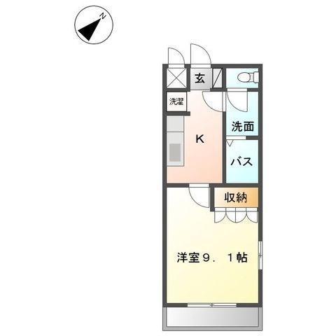 ビバーチェ ミチルⅡ(1K/2階)の間取り写真