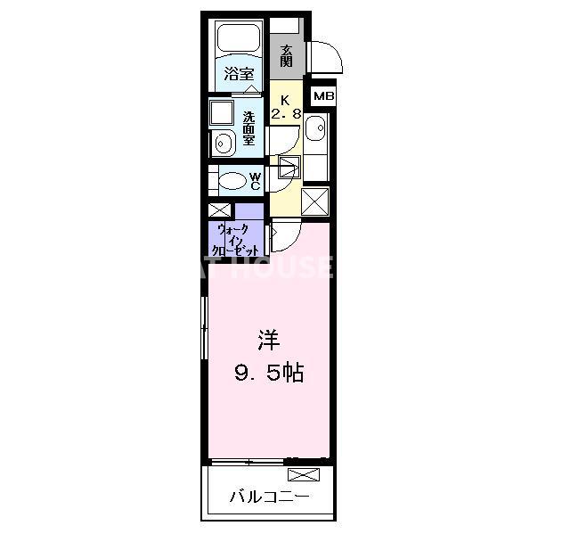 ラフィネシャンブル V(1K/2階)の間取り写真