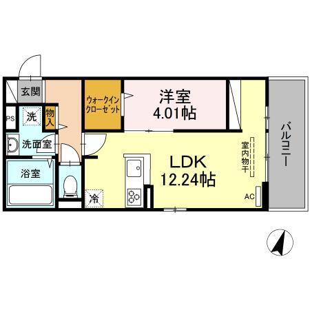 PREMILIFE大畑(1LDK/3階)の間取り写真