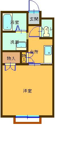 ハイツフレンド広瀬III(1K/2階)の間取り写真