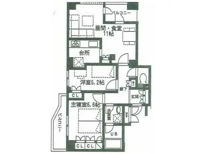 サンピエス池袋(2LDK/11階)の間取り写真
