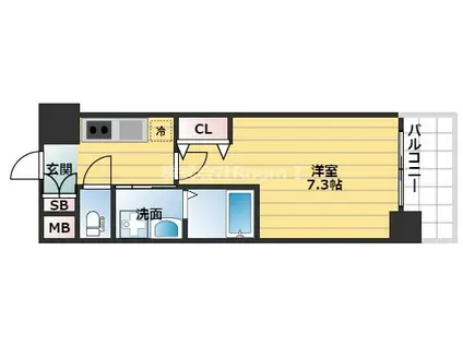 ミュプレ北浜(1K/1階)の間取り写真