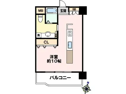 オークメゾン新神戸(ワンルーム/6階)の間取り写真