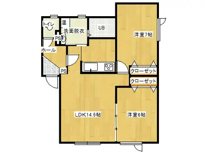 ティンカー・ベルⅠ(2LDK/2階)の間取り写真