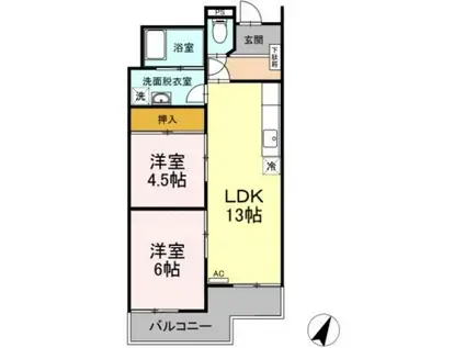 田村マンションB(2LDK/3階)の間取り写真
