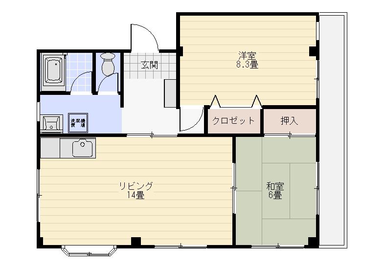 グランドゥール第五(2LDK/1階)の間取り写真