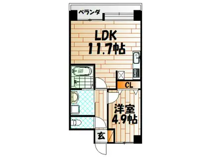 J-スクエア(1LDK/5階)の間取り写真