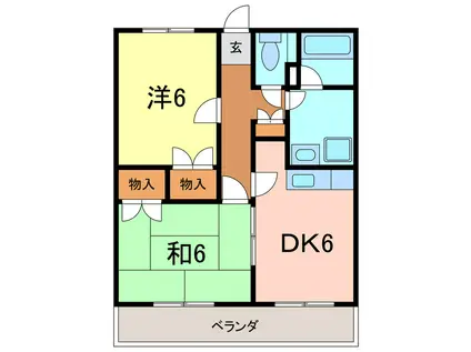 ロイヤルマンション(2DK/3階)の間取り写真