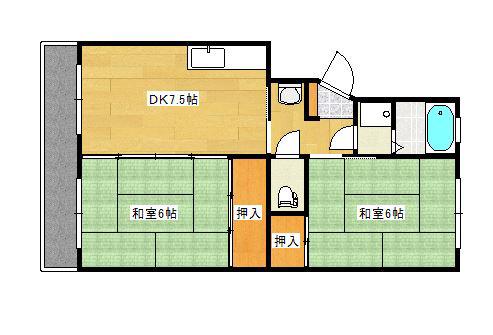 しづマンション(2DK/3階)の間取り写真