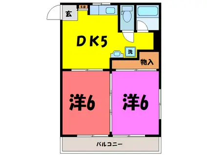 岡田マンション(2DK/1階)の間取り写真