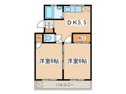 メゾン広田I(2DK/4階)の間取り写真