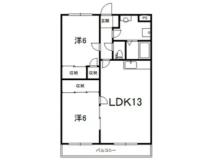 エーデルハイム(2LDK/2階)の間取り写真