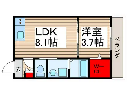 AJ北松戸(1LDK/1階)の間取り写真