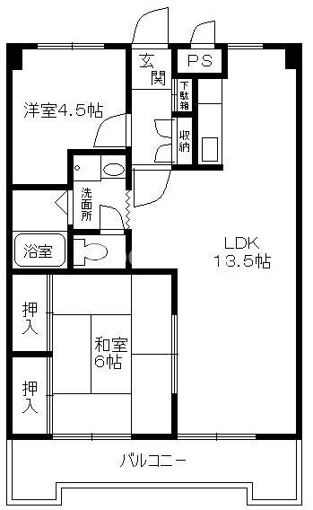 エステートピア香呂(2LDK/3階)の間取り写真