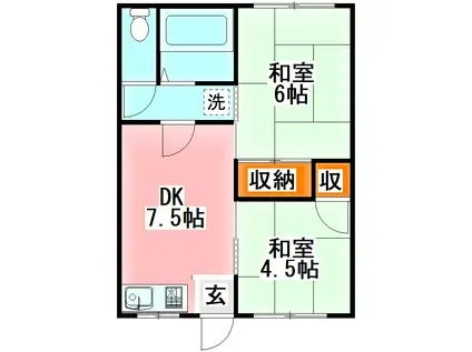 いわのビル(2DK/2階)の間取り写真