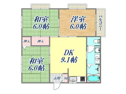 CASA近藤(3DK/3階)の間取り写真