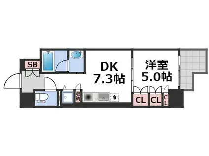 セイワパレス大手通(1DK/5階)の間取り写真