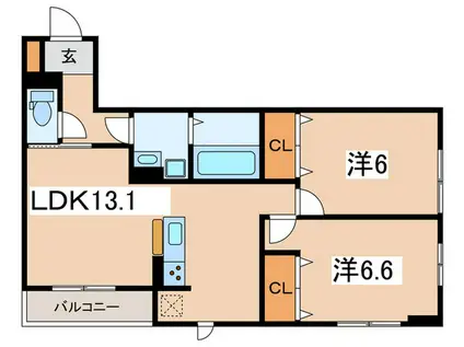 フェリナーレ(2LDK/1階)の間取り写真