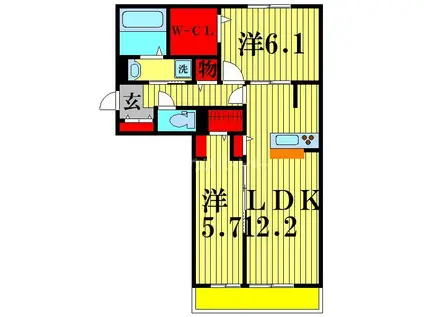 グランテージ海神I(2LDK/2階)の間取り写真