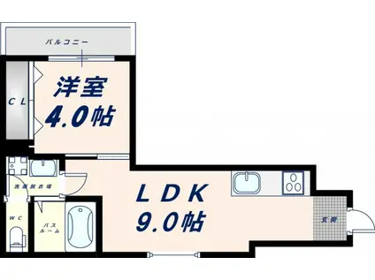 グロースコート弥刀II(1LDK/1階)の間取り写真