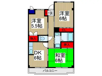 サンライズマンション(3DK/2階)の間取り写真
