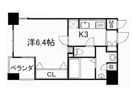 グラマシー京都(1K/9階)の間取り写真