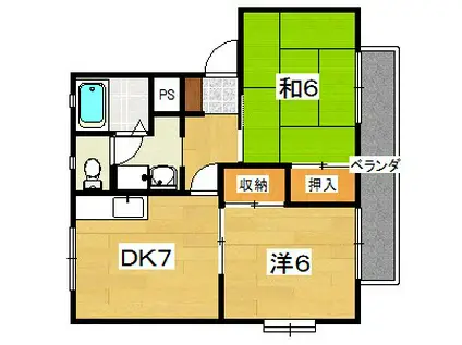 ミモザMURATA(2DK/2階)の間取り写真